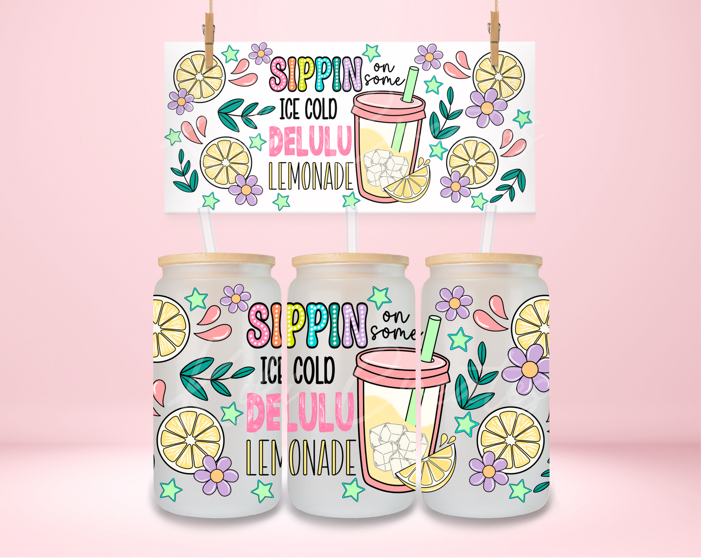 Sippin' Delulu Lemonade UVDTF Wrap