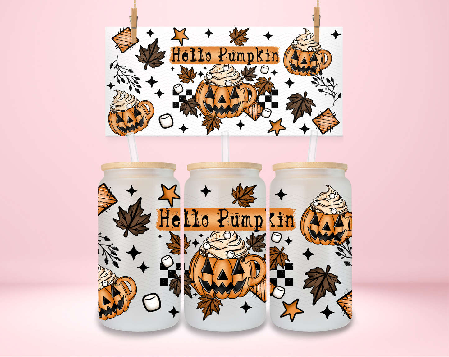 Hello Pumpkin Fall UVDTF Wrap