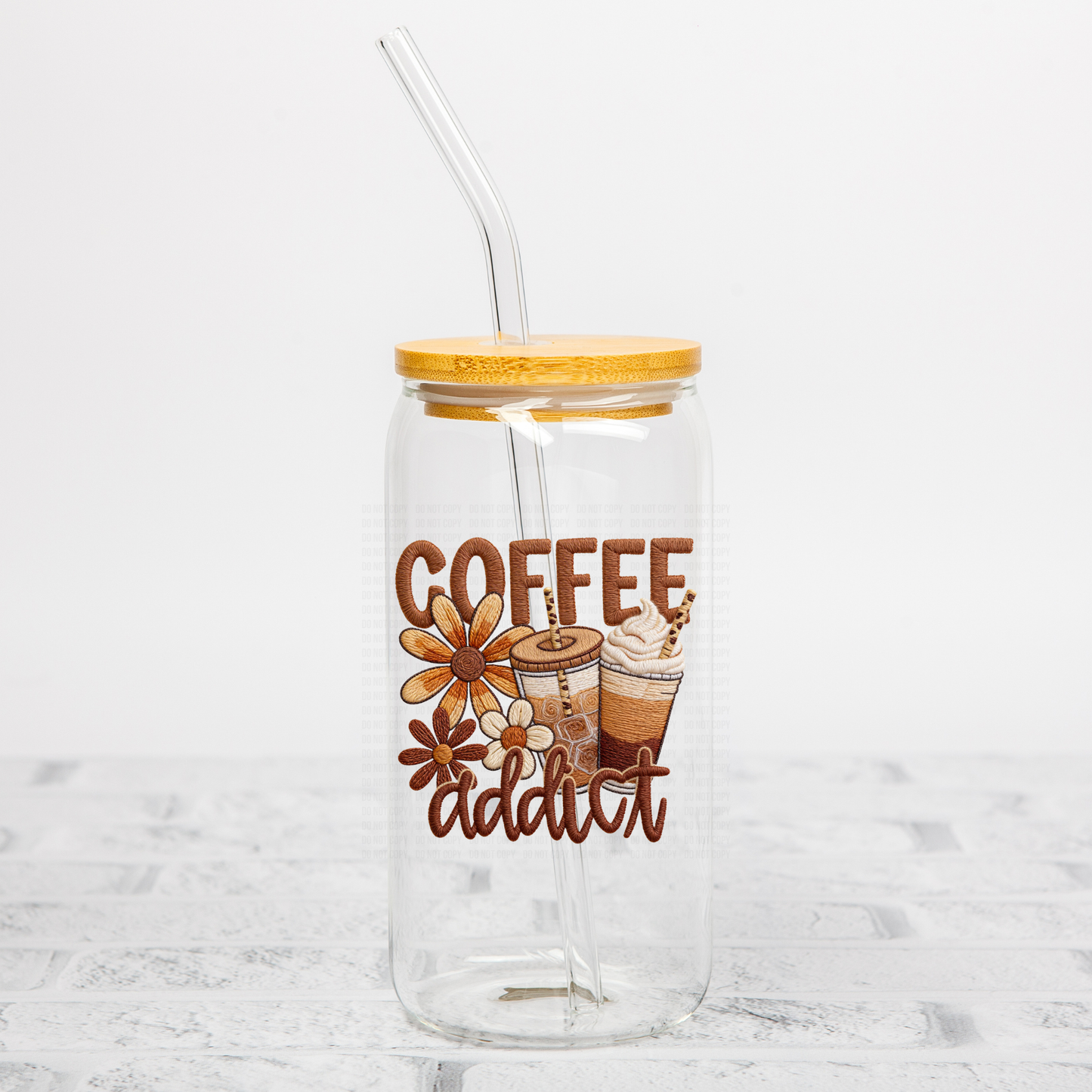 Faux Yarn Coffee Addict UVDTF Decal