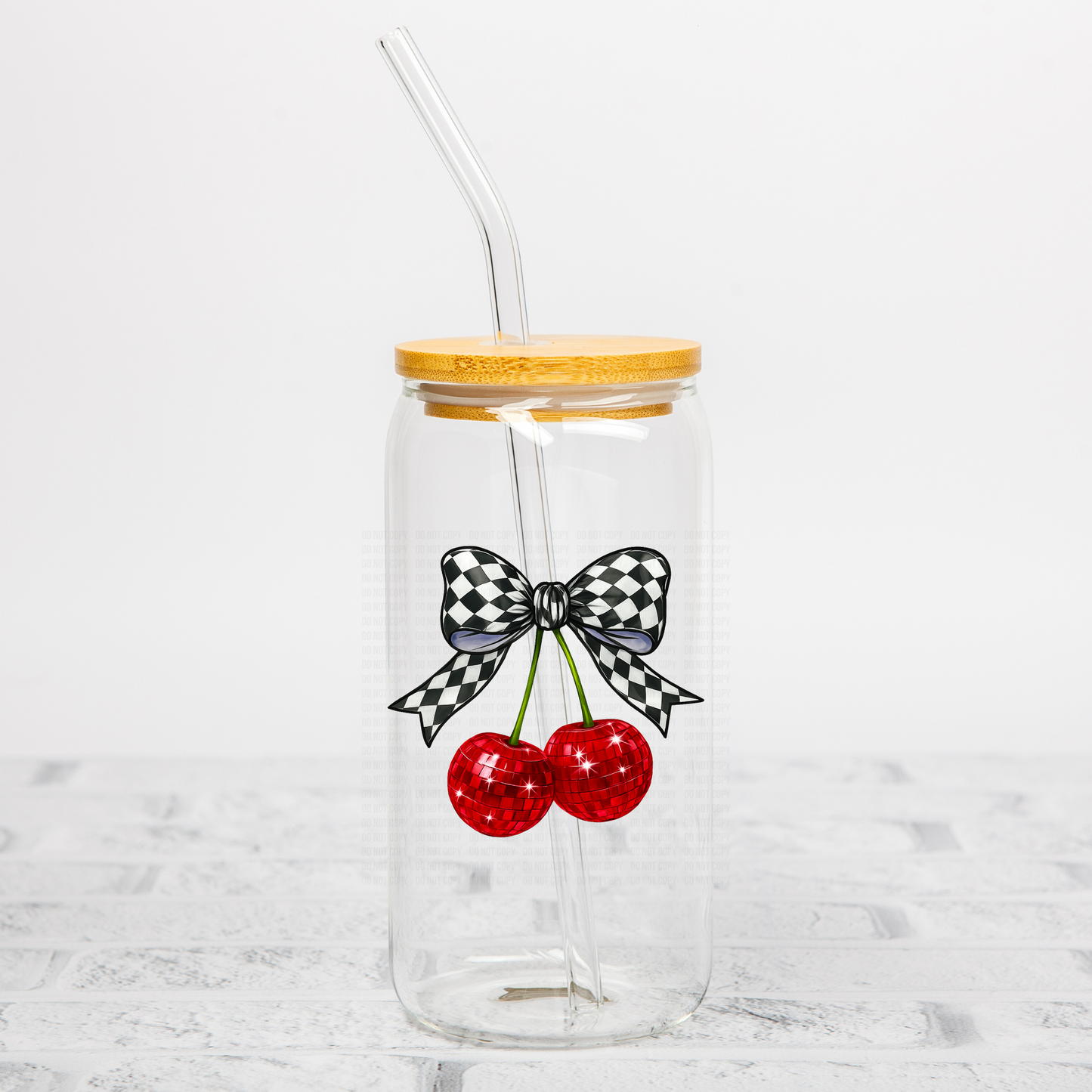 Checkered Cherries UVDTF Decal