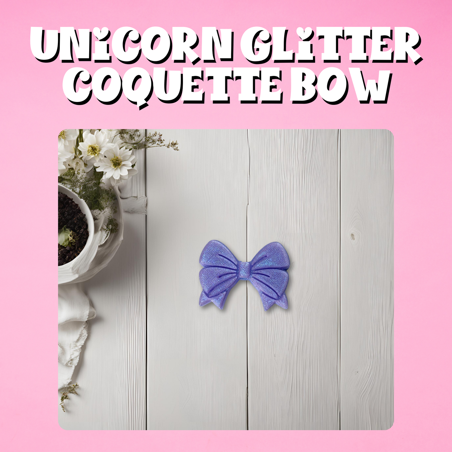 Unicorn Glitter Coquette 3D Straw Topper