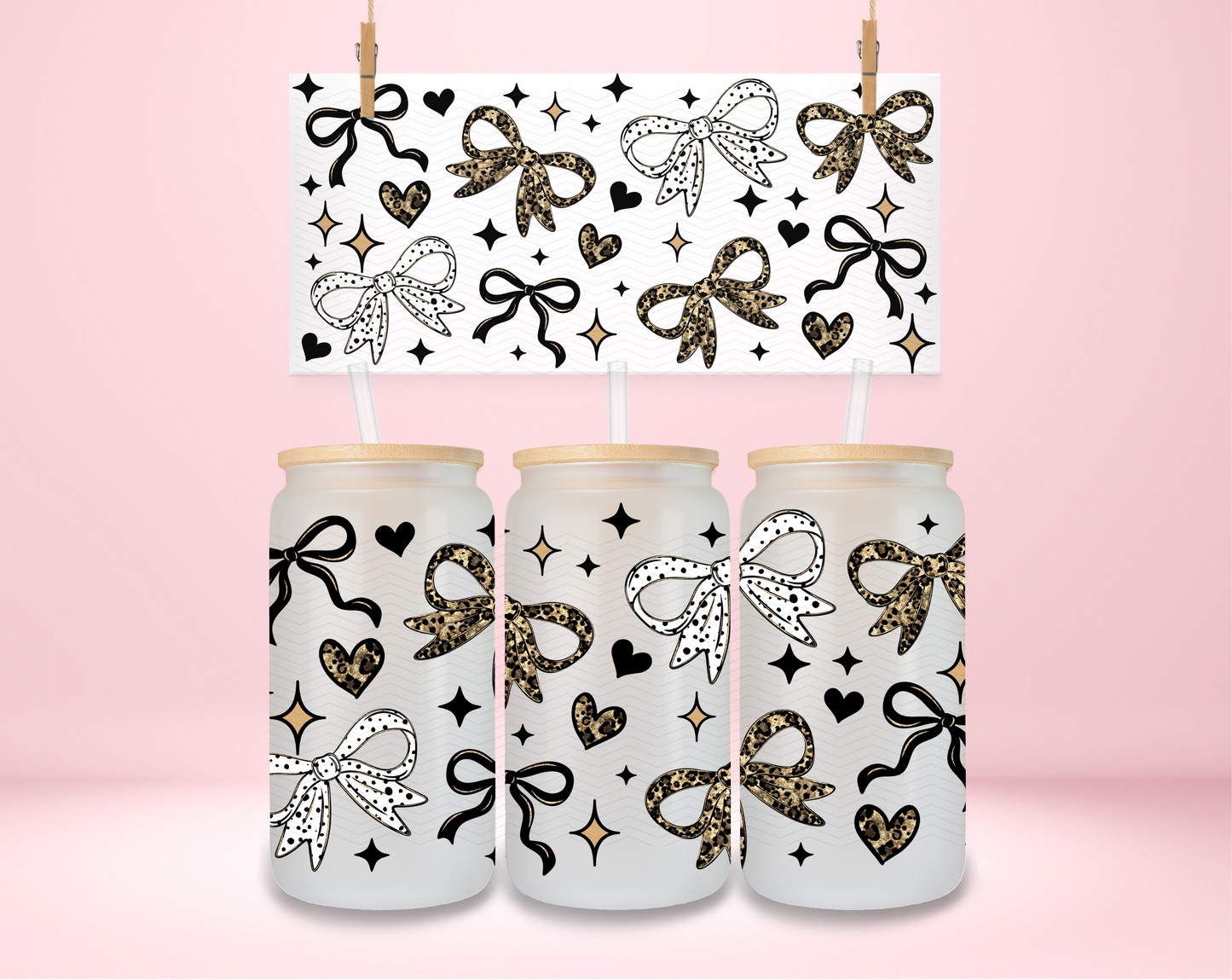 Cheetah Bows Double Sided UVDTF Wrap