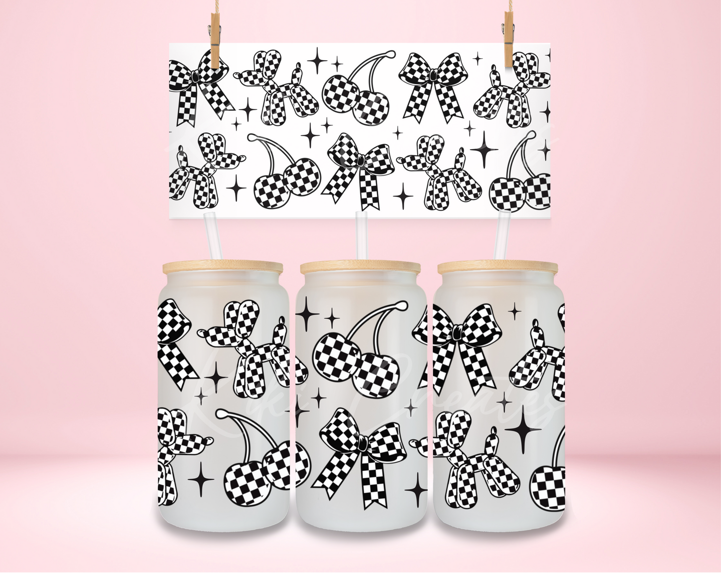 Black and White Checkered UVDTF Wrap