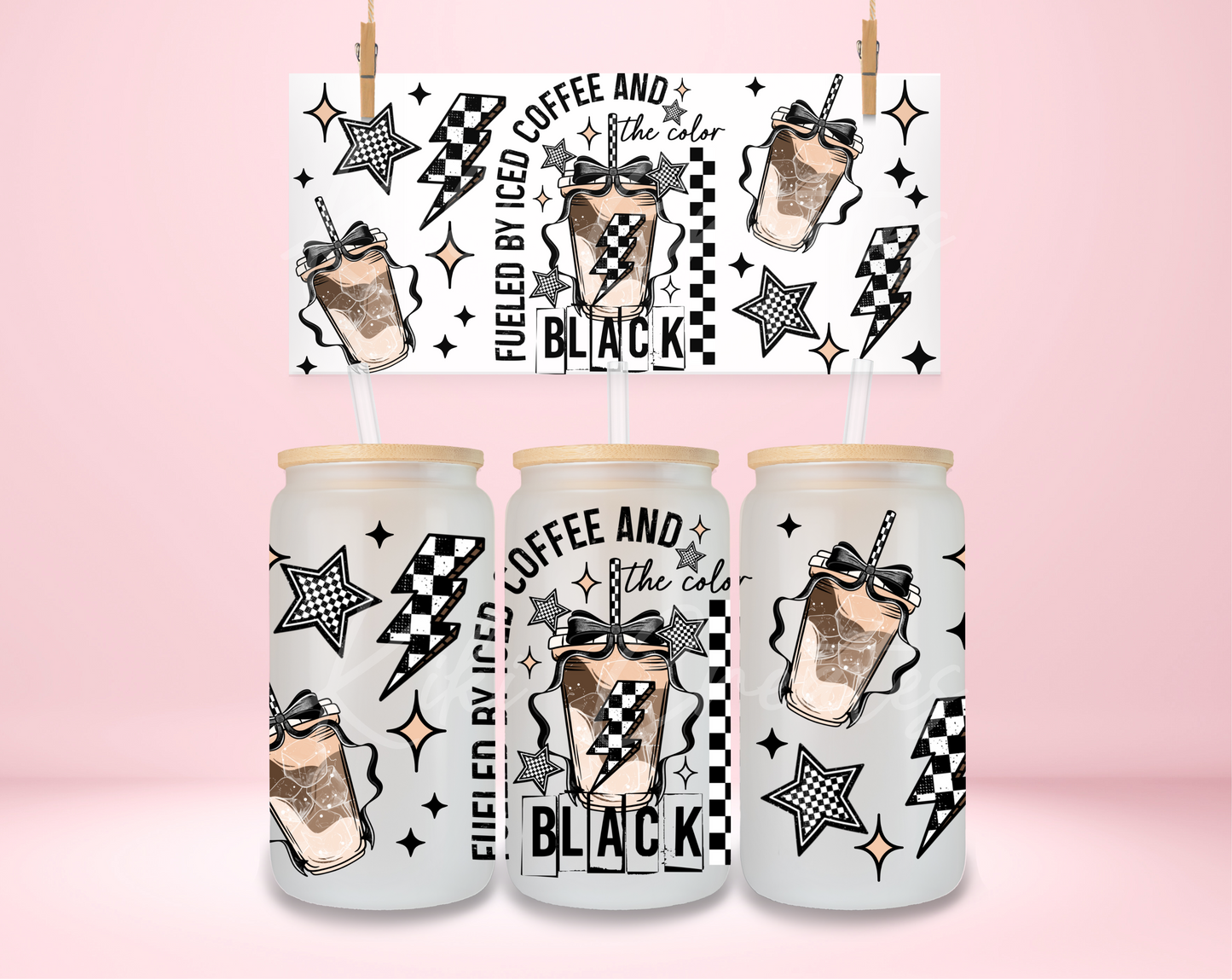 Fueled By Iced Coffee and the Color Black UVDTF Wrap