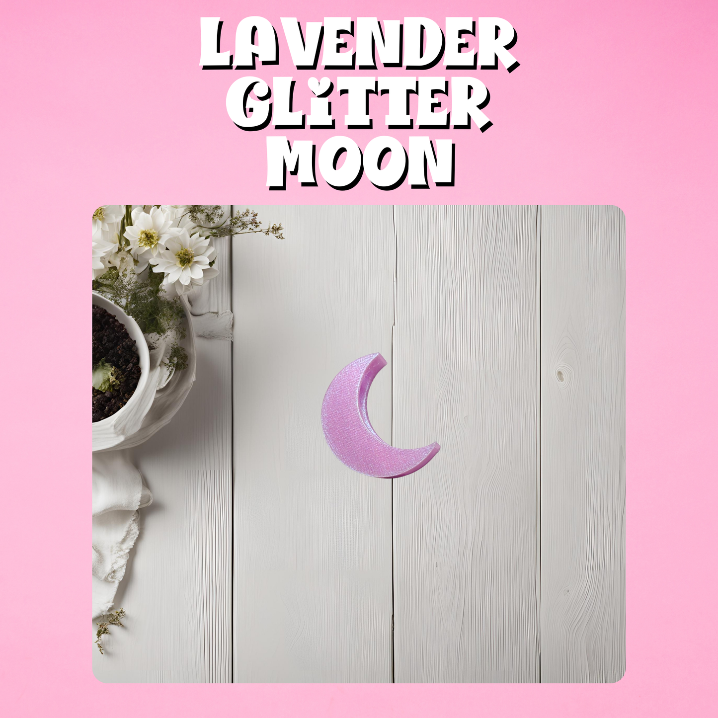 Lavender Glitter Moon Straw Topper
