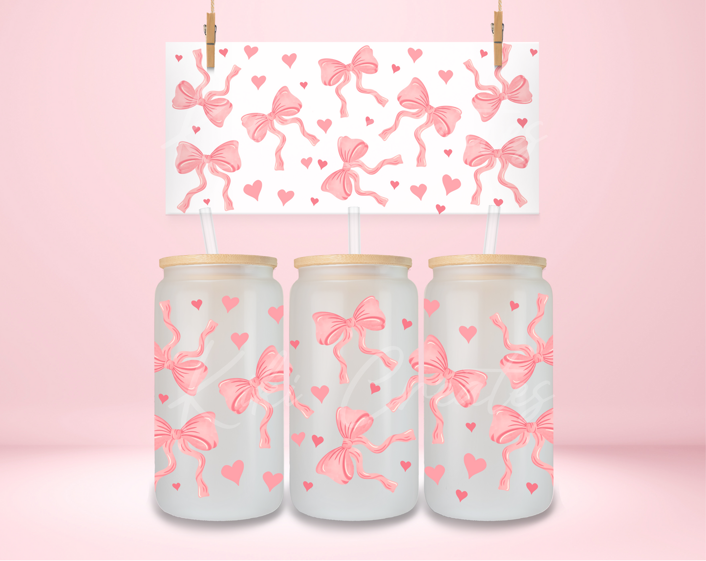 Coquette Bows and Hearts UVDTF Wrap