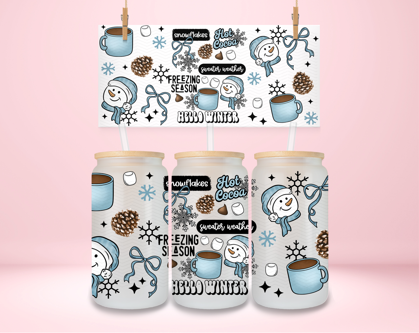 Blue Winter Collage UVDTF Wrap