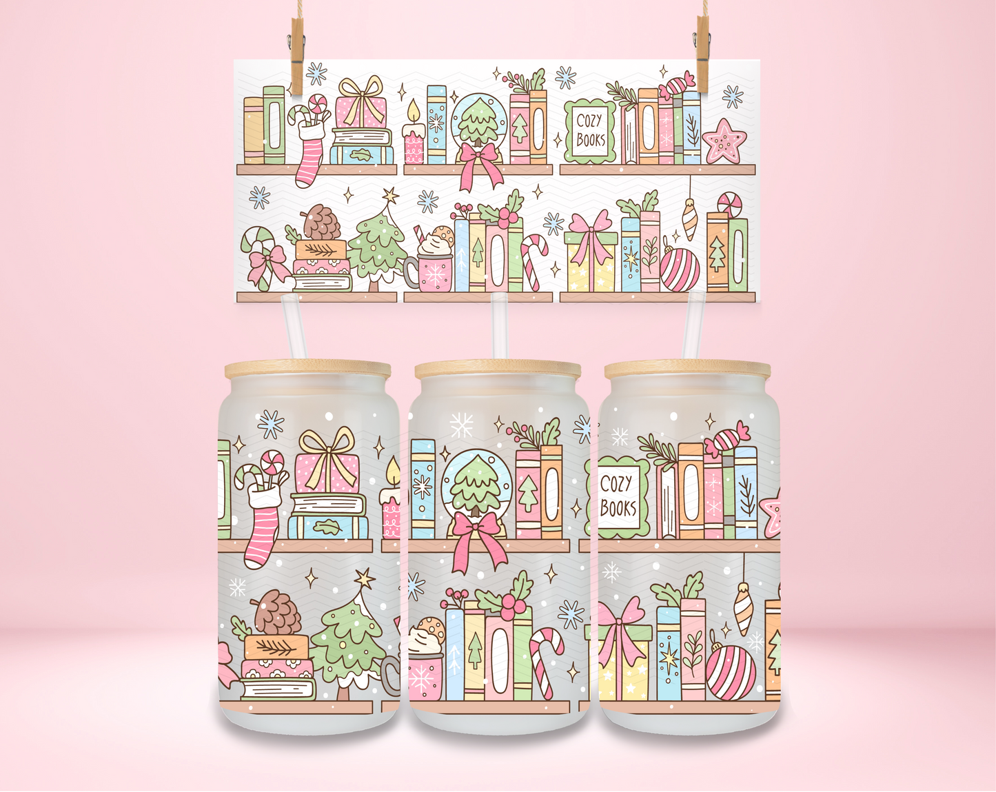 Christmas Bookshelf UVDTF Wrap