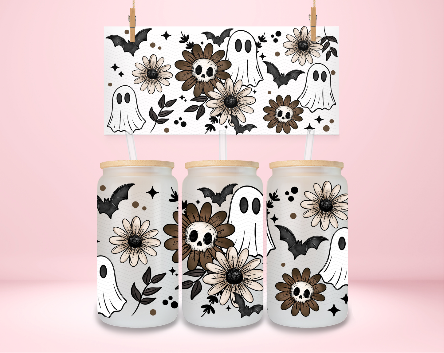Ghosties and Floral Skulls UVDTF Wrap