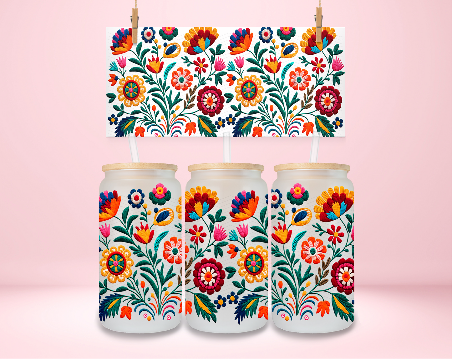Stitched Floral Double Sided UVDTF Wrap
