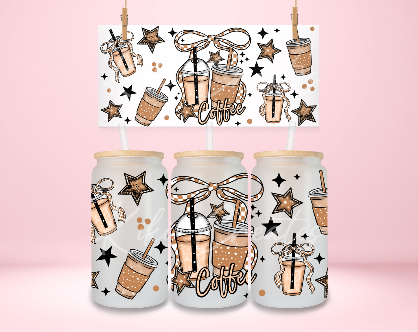 Brown Coffee Coquette Stars UVDTF Wrap