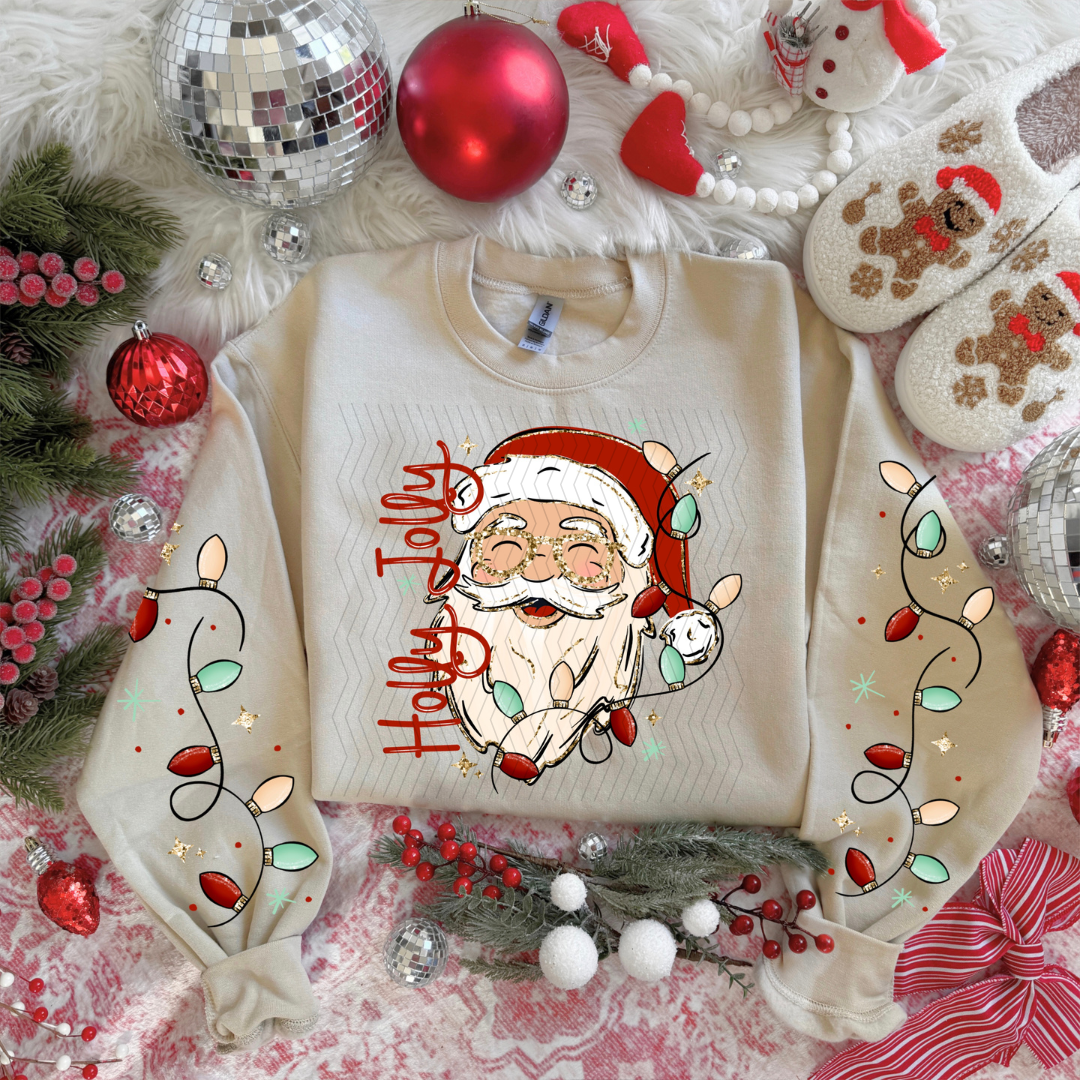 Holly Jolly Santa Light Skintone W/ Sleeves DTF