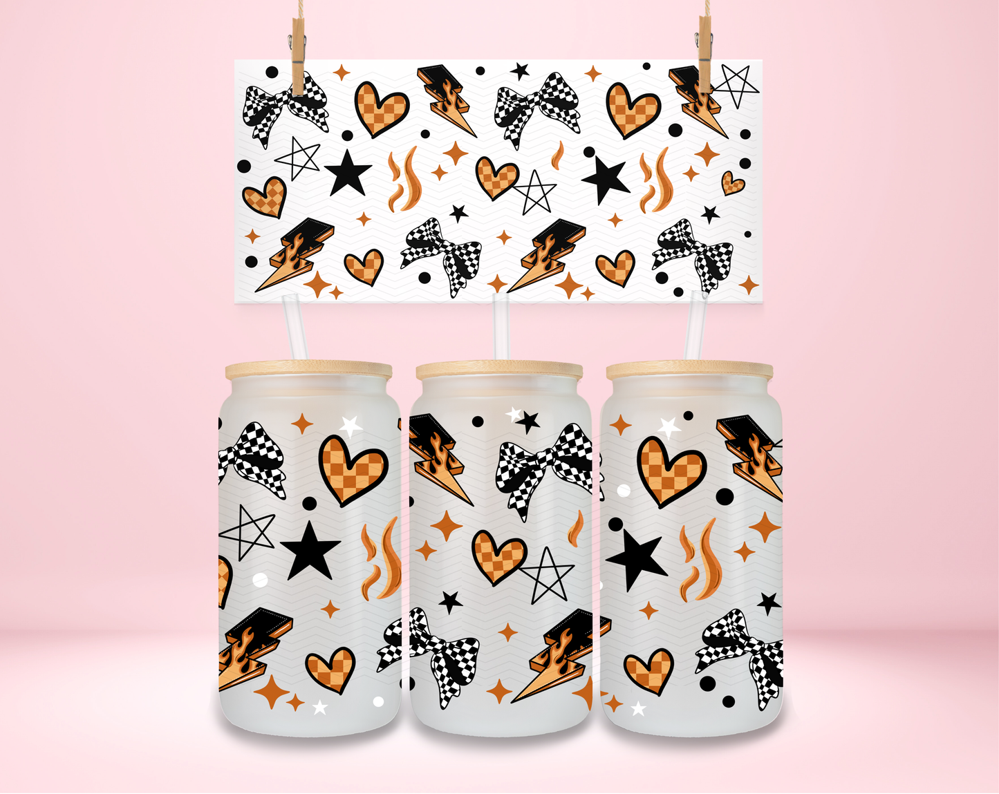 Checkered Coquette and Bolts UVDTF Wrap