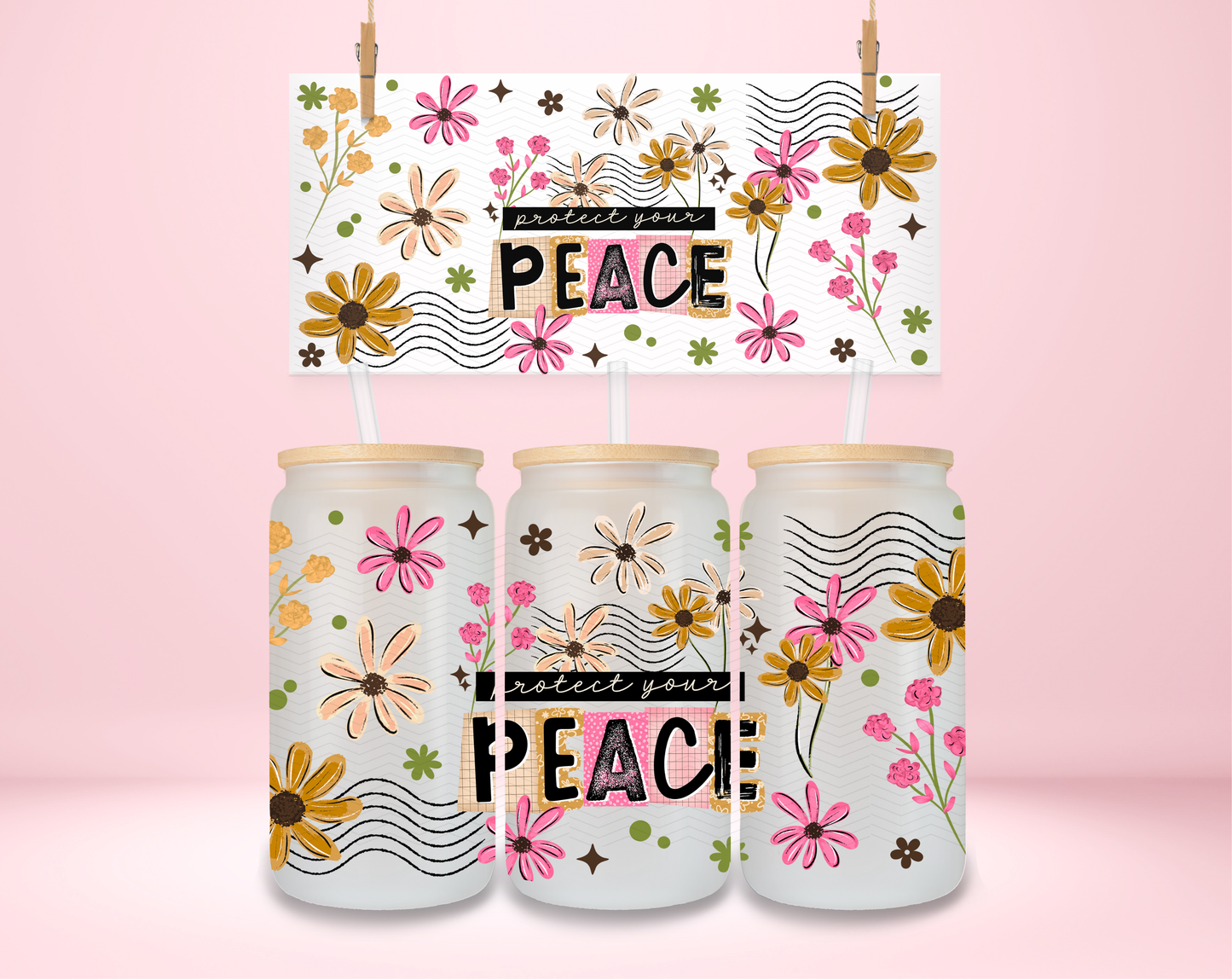 Protect Your Peace Floral UVDTF Wrap