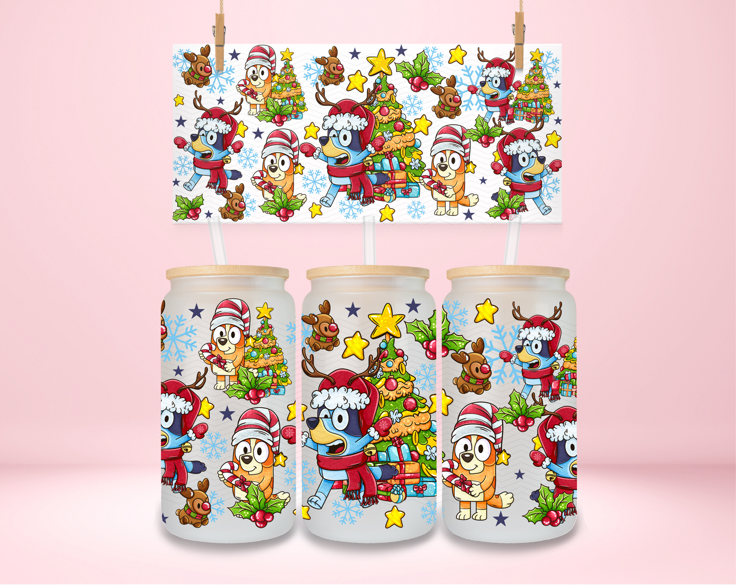 Bluey Christmas Double Sided UVDTF Wrap