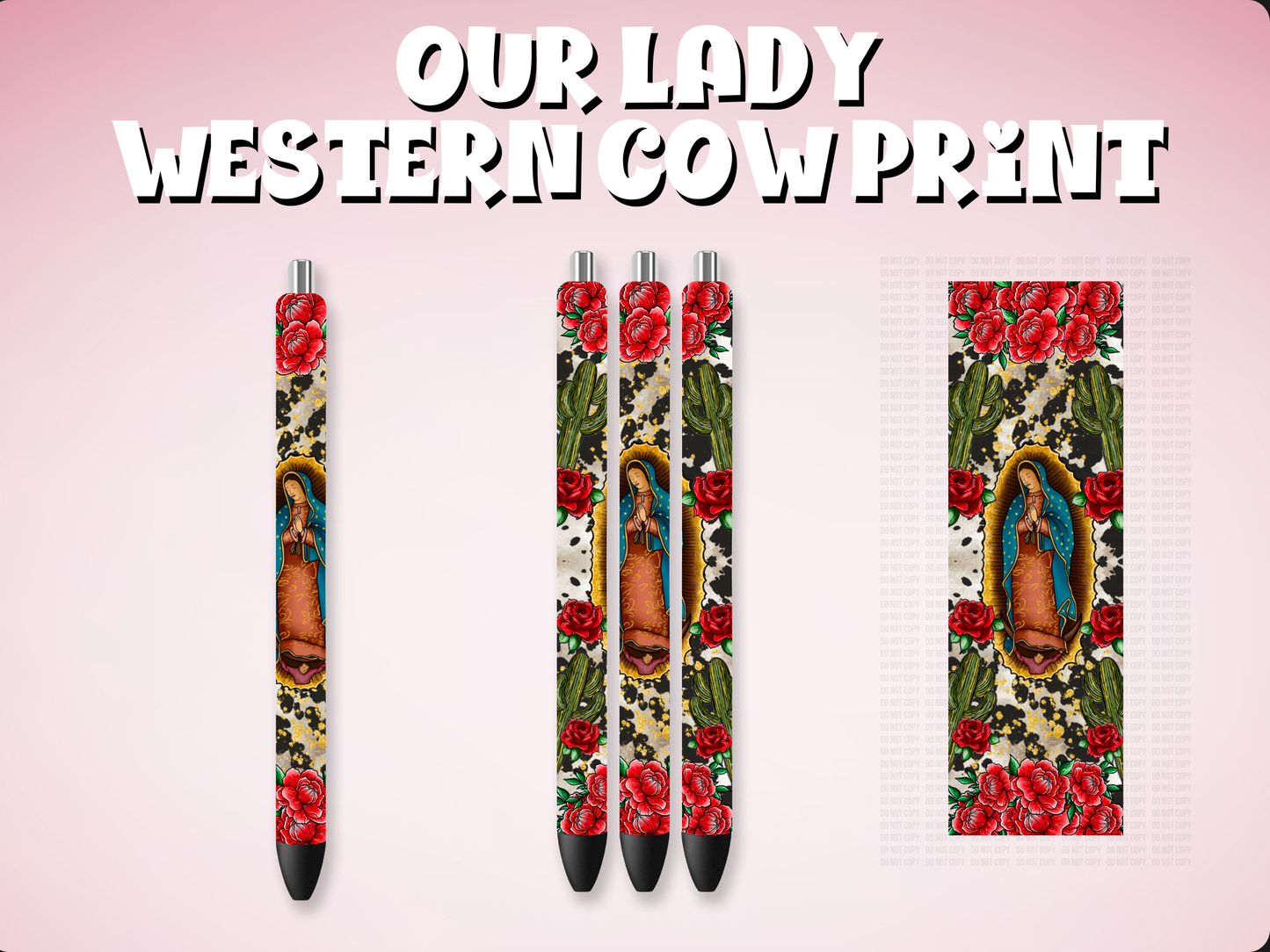Our Lady Western Cow Print UVDTF Pen Wrap