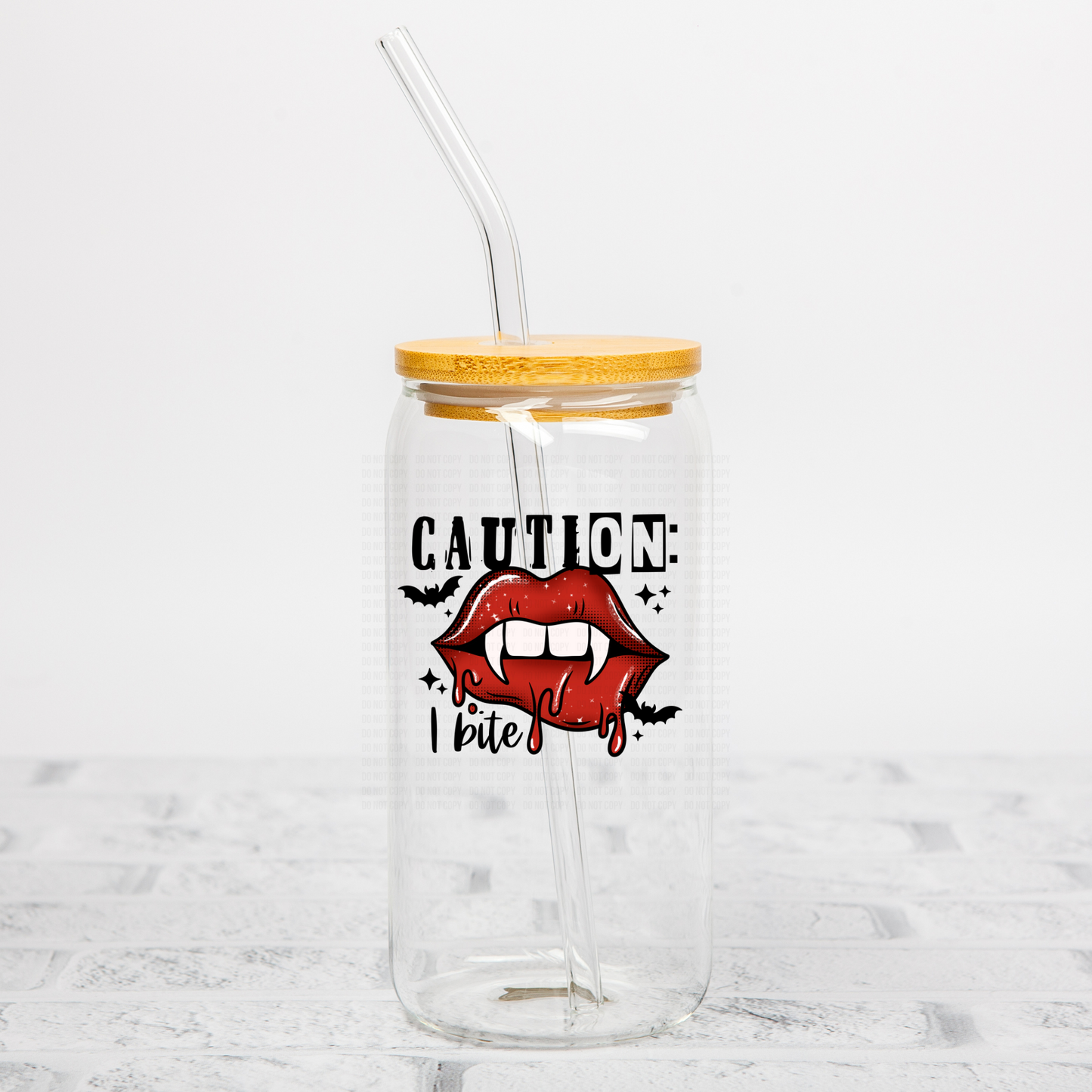 Caution I Bite UVDTF Decal