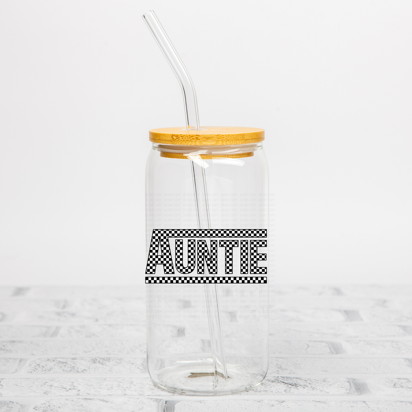 Checkered Auntie UVDTF Decal