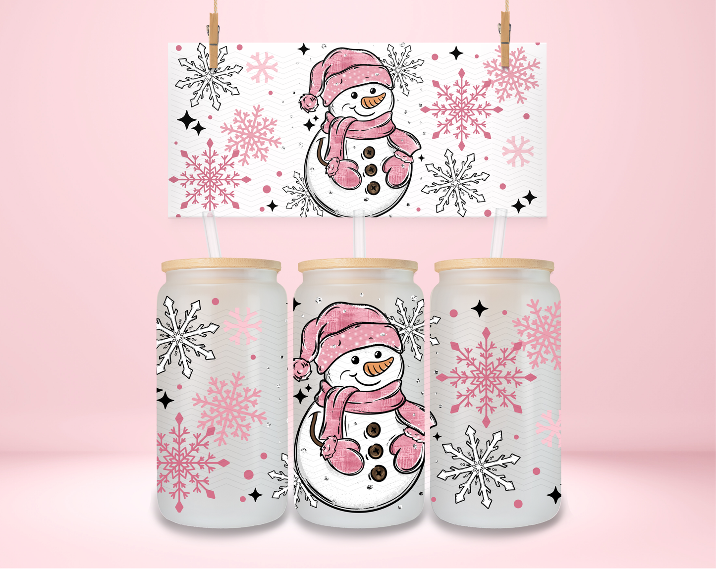 Pink Snowman UVDTF Wrap