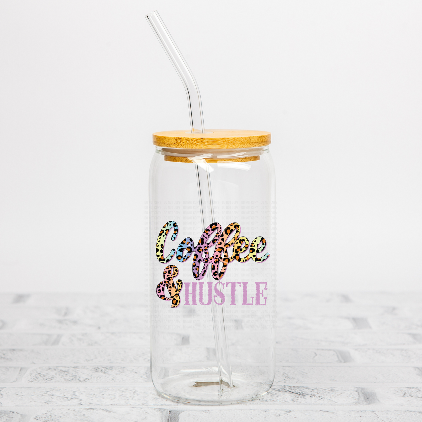 Coffee And Hustle Colorful Leopard UVDTF Decal
