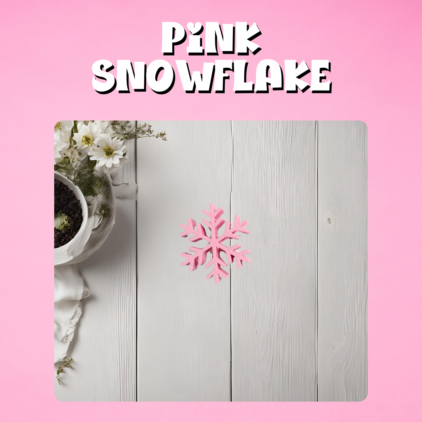 Pink Snowflake Straw Topper