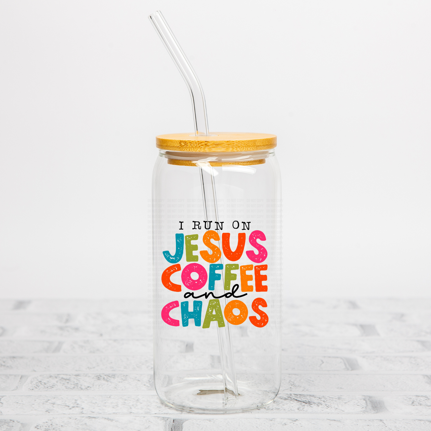 I Run On Jesus, Coffee and Chaos UVDTF Decal