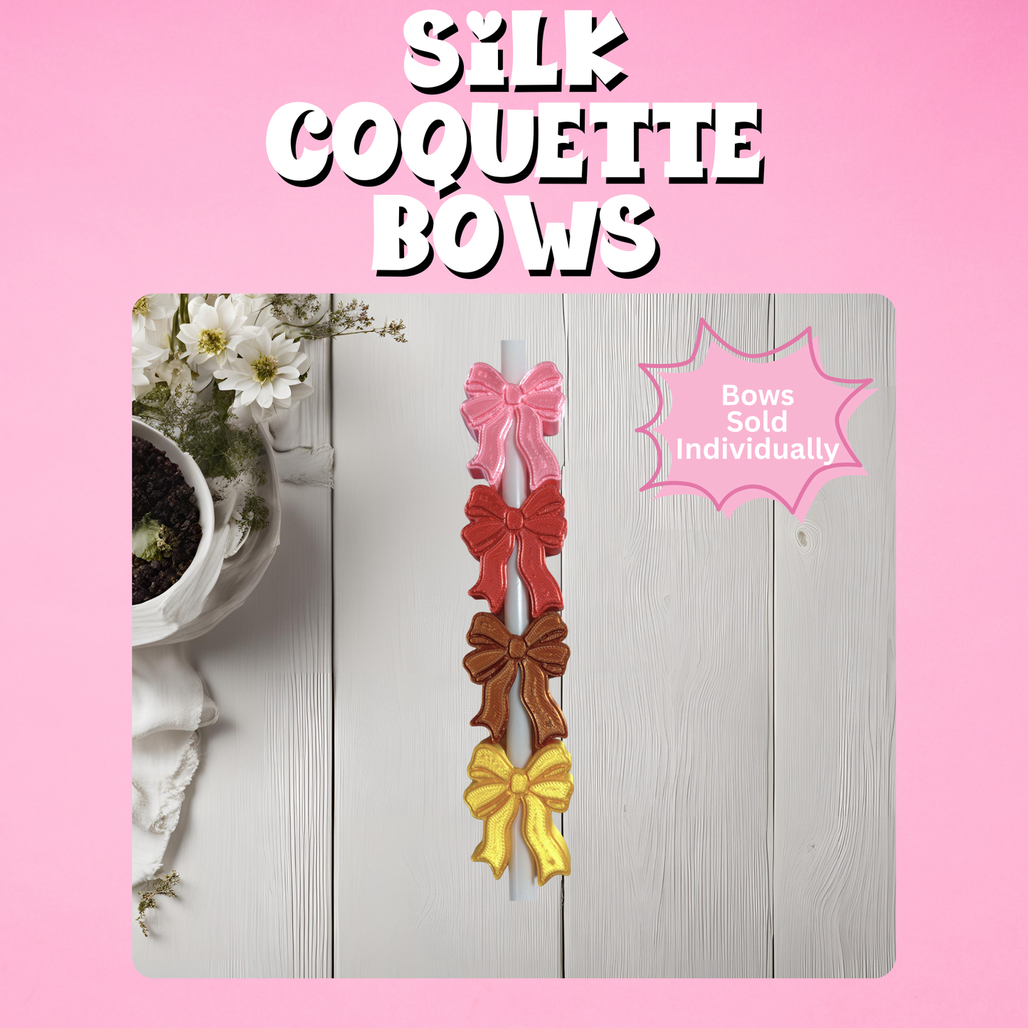 Silk Coquette Bows Straw Topper