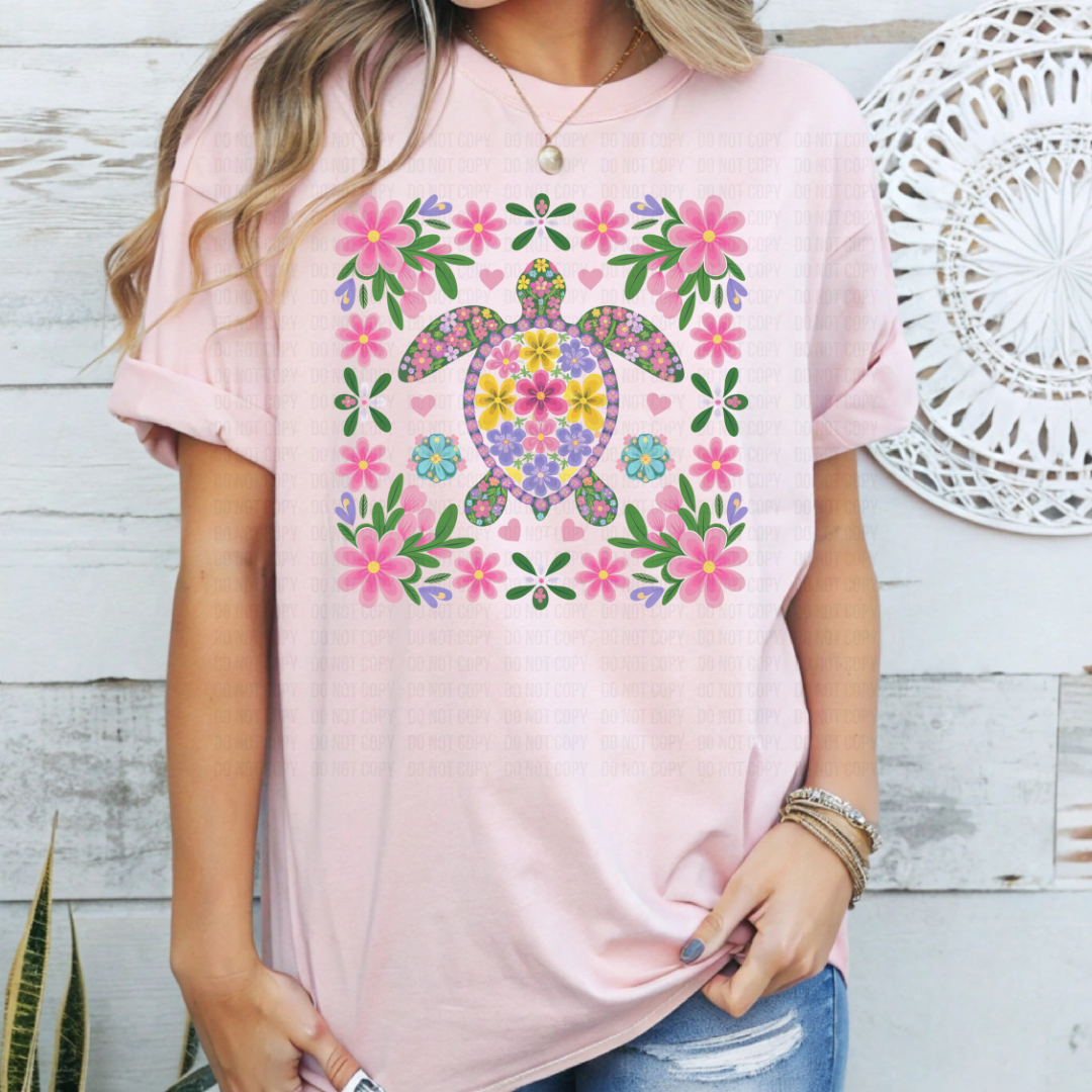 Floral Turtle DTF