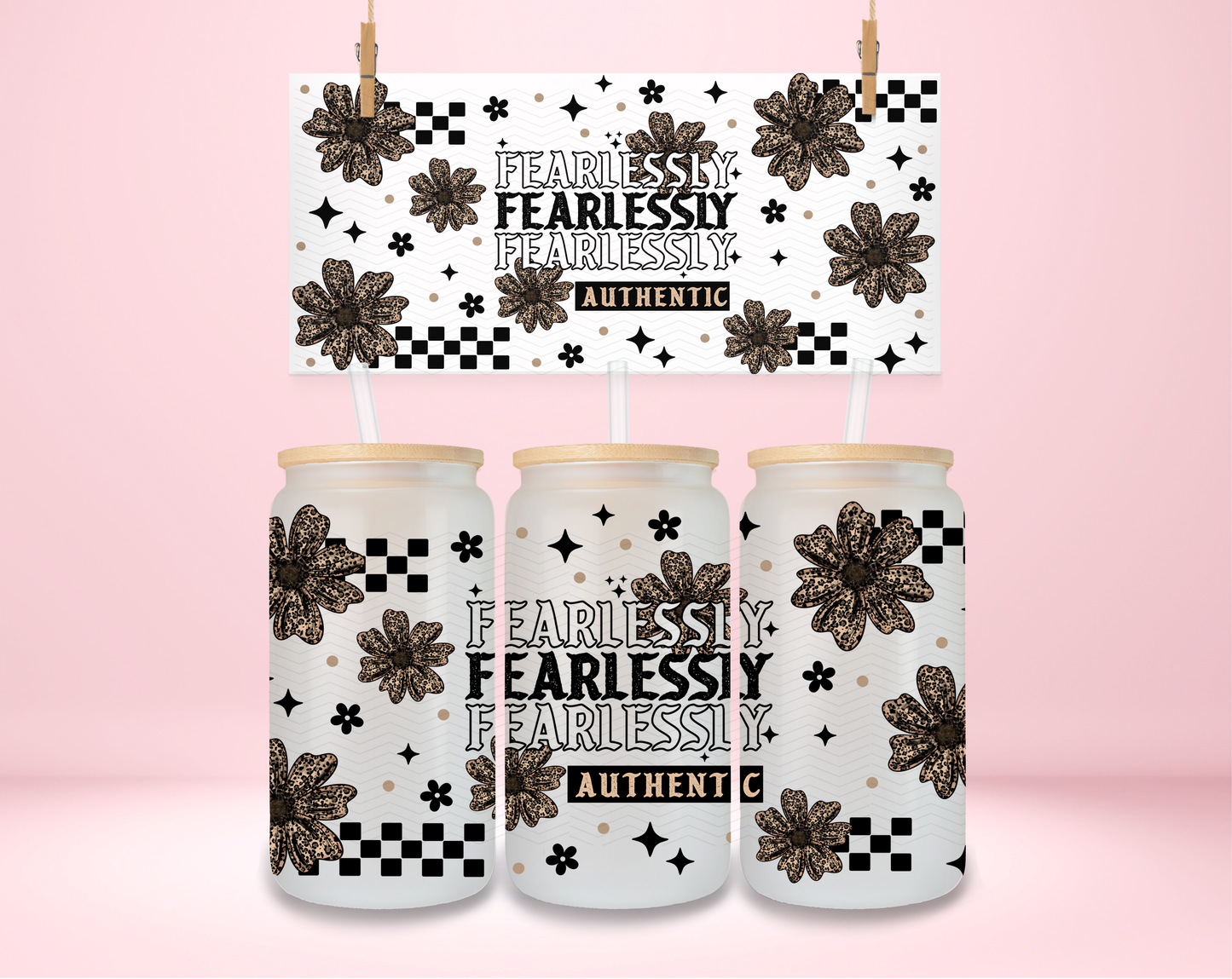 Fearlessly Authentic Leopard Flowers UVDTF Wrap