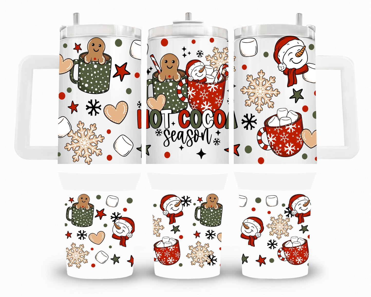 Hot Cocoa Season Red and Green 40oz UVDTF Wrap