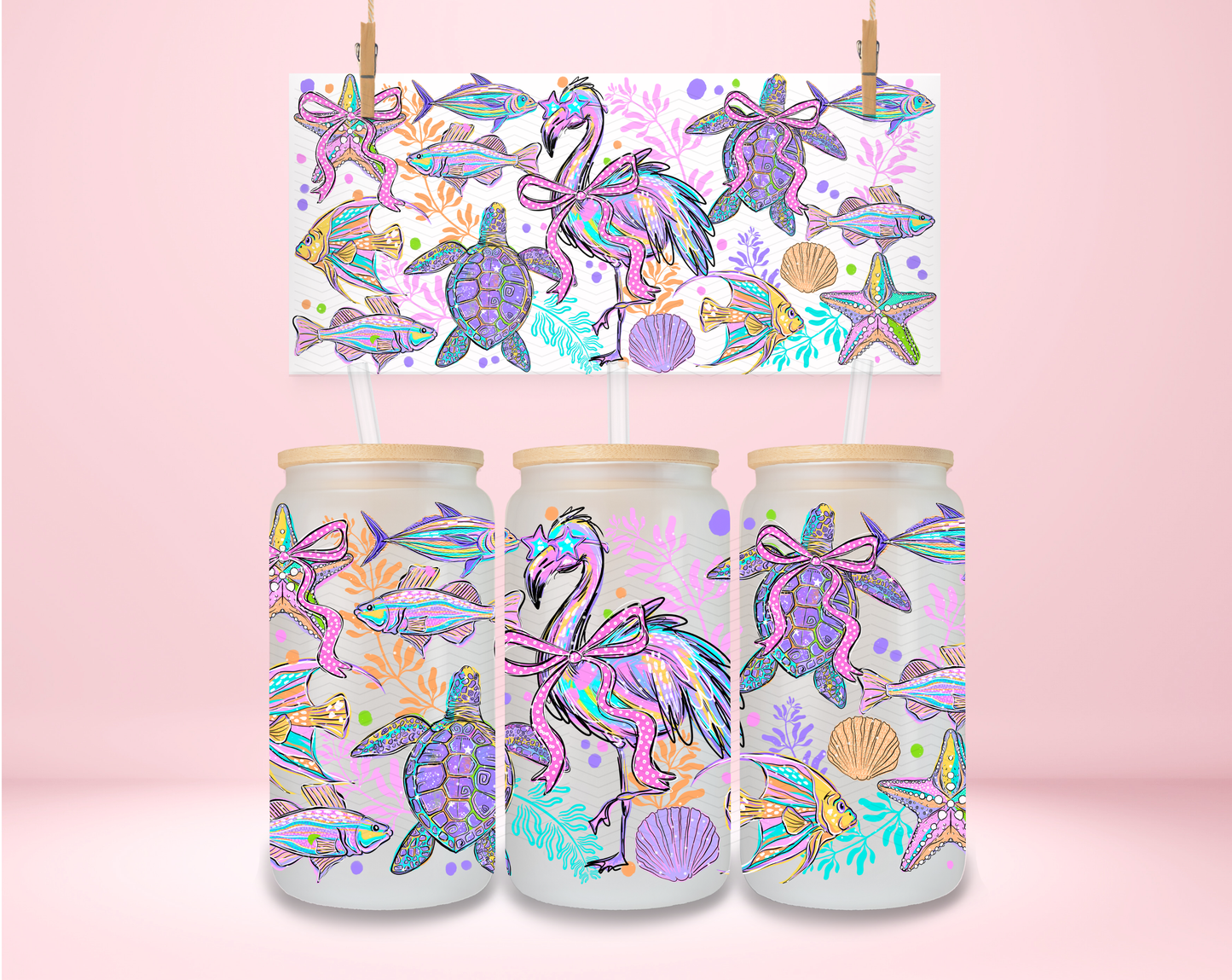 Colorful Sea Animals UVDTF Wrap