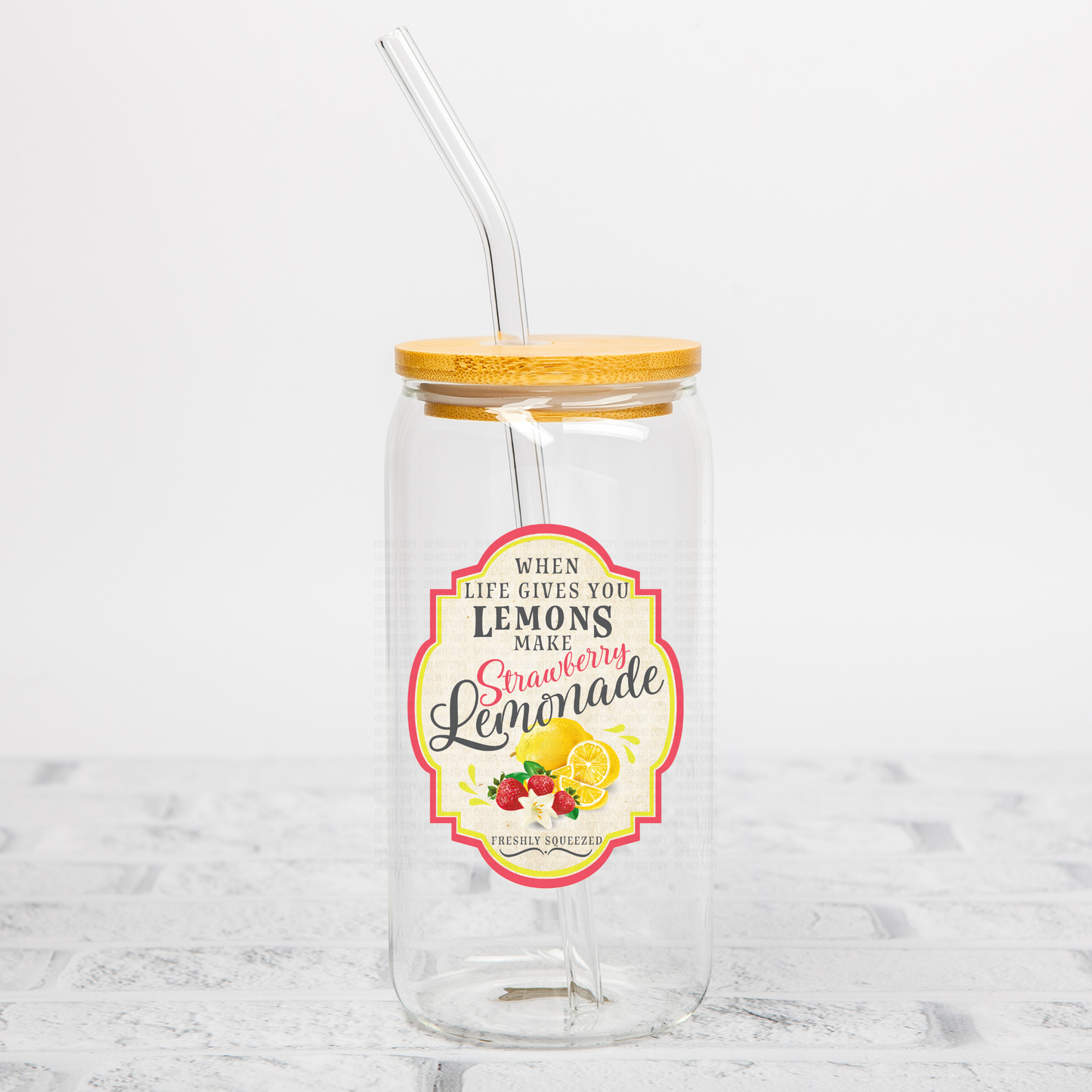 Strawberry Lemonade Label UVDTF Decal