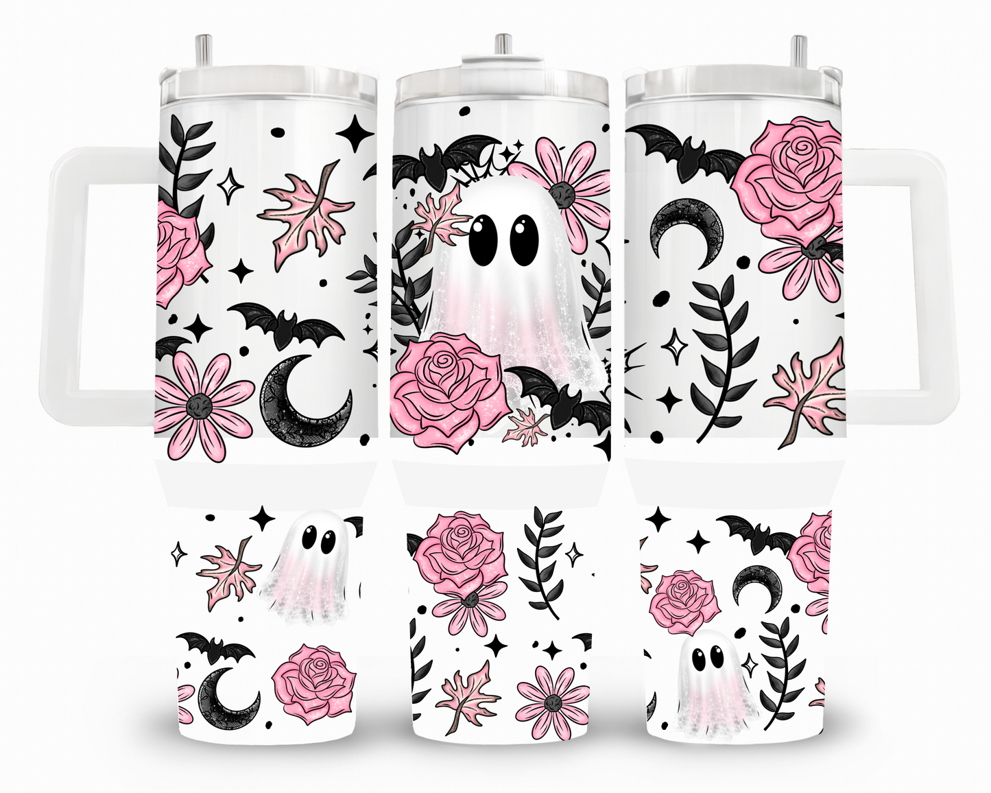 Pink Rose Ghost 40oz UVDTF Wrap