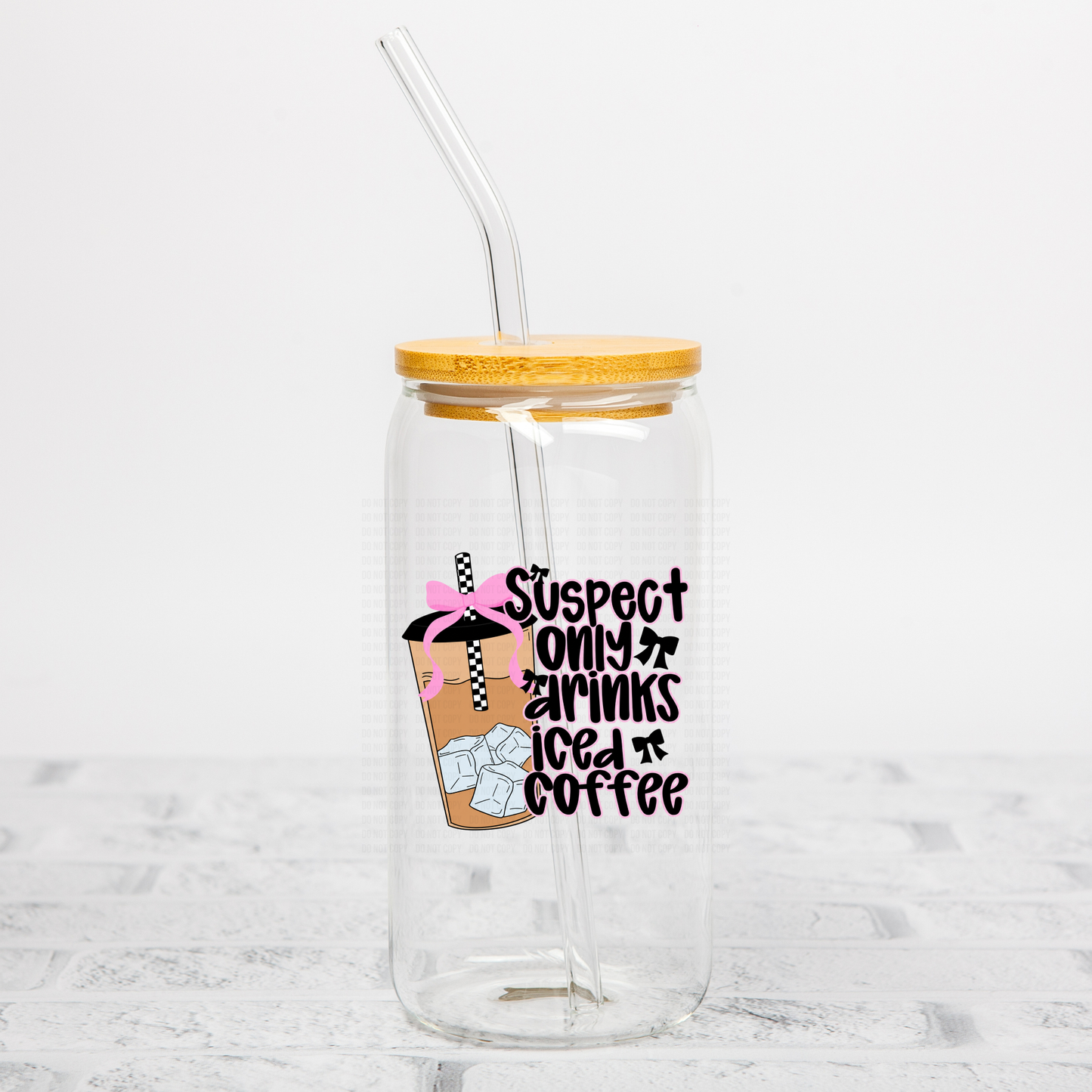 Suspect Only Drinks Iced Coffee UVDTF Decal