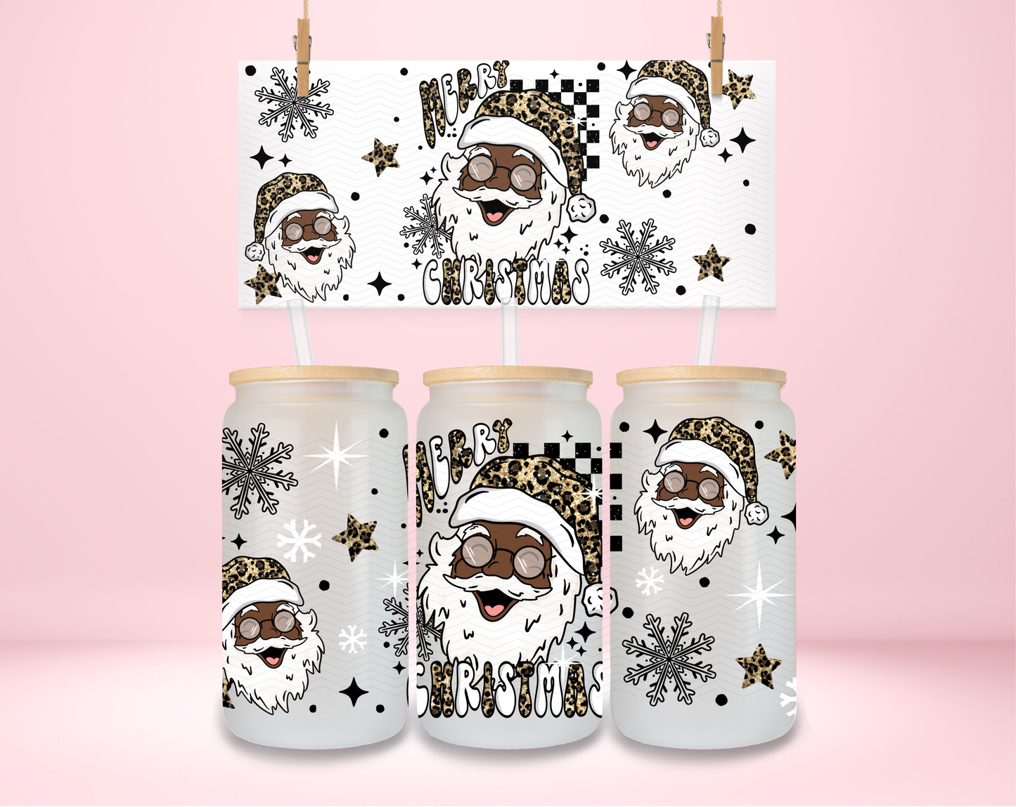 Leopard Dark Skintone Santa UVDTF Wrap