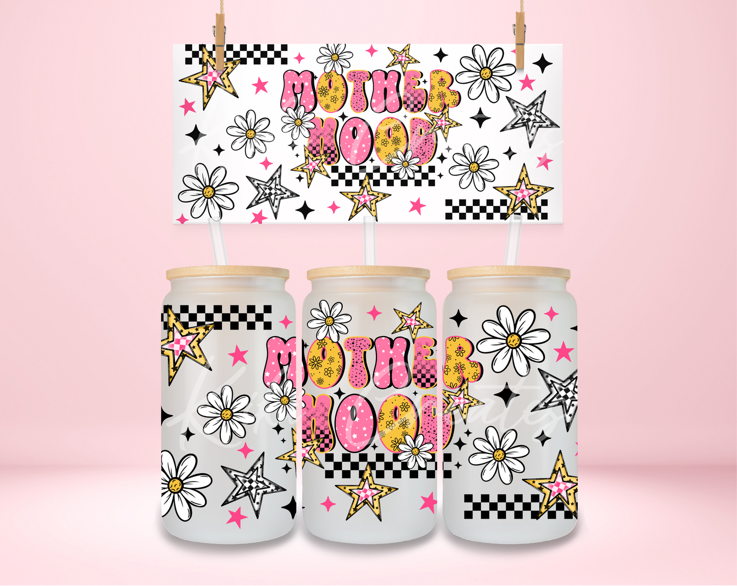 Motherhood Checkered Floral UVDTF Wrap