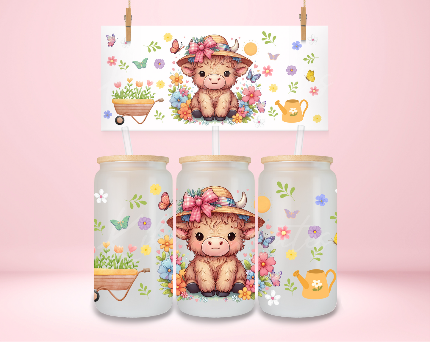Spring Garden Cow UVDTF Wrap