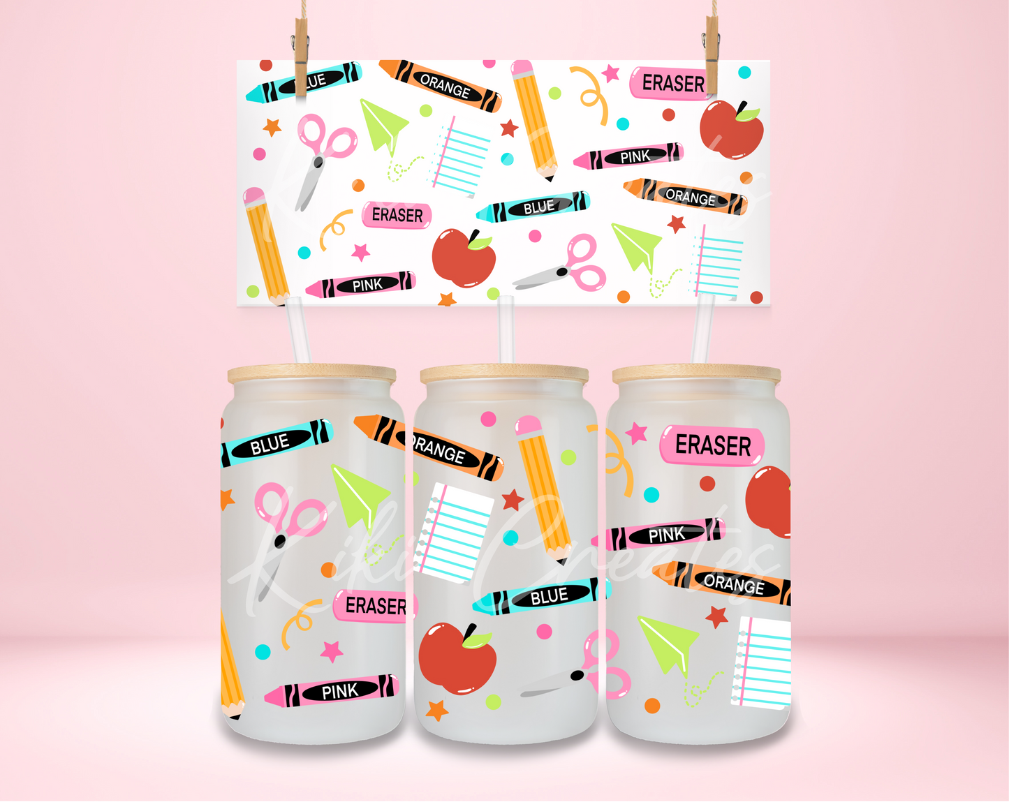Back To School Supplies UVDTF Wrap