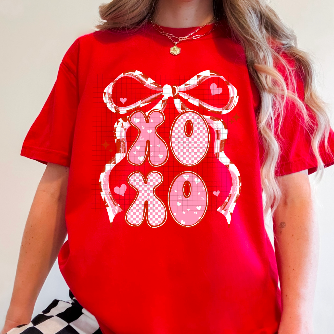 XOXO Checkered Coquette DTF