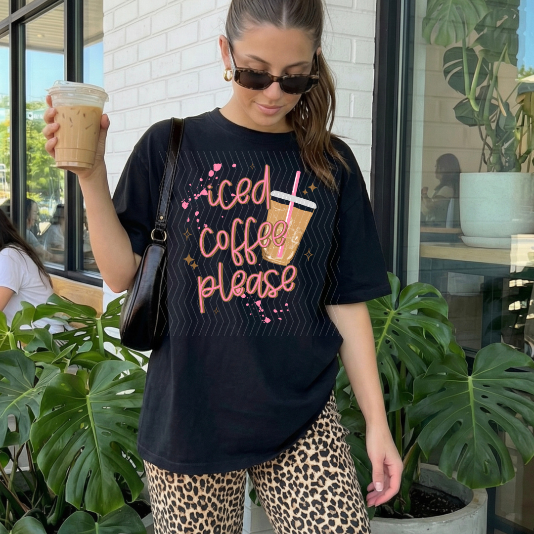Iced Coffee Please Pink and Brown DTF