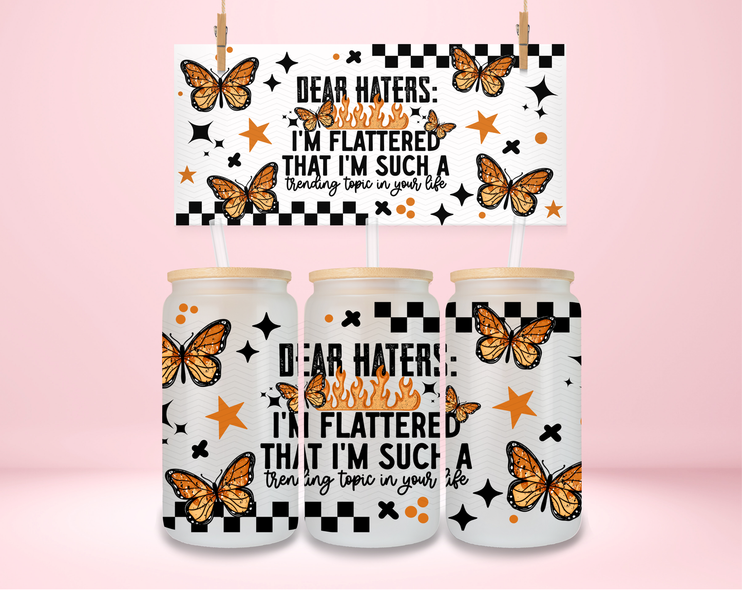 Dear Haters Checkered UVDTF Wrap