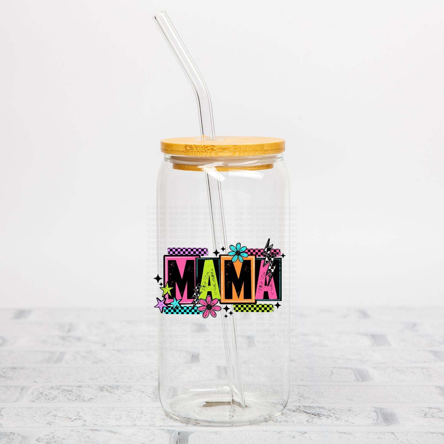 Mama Neon Checkered UVDTF Decal