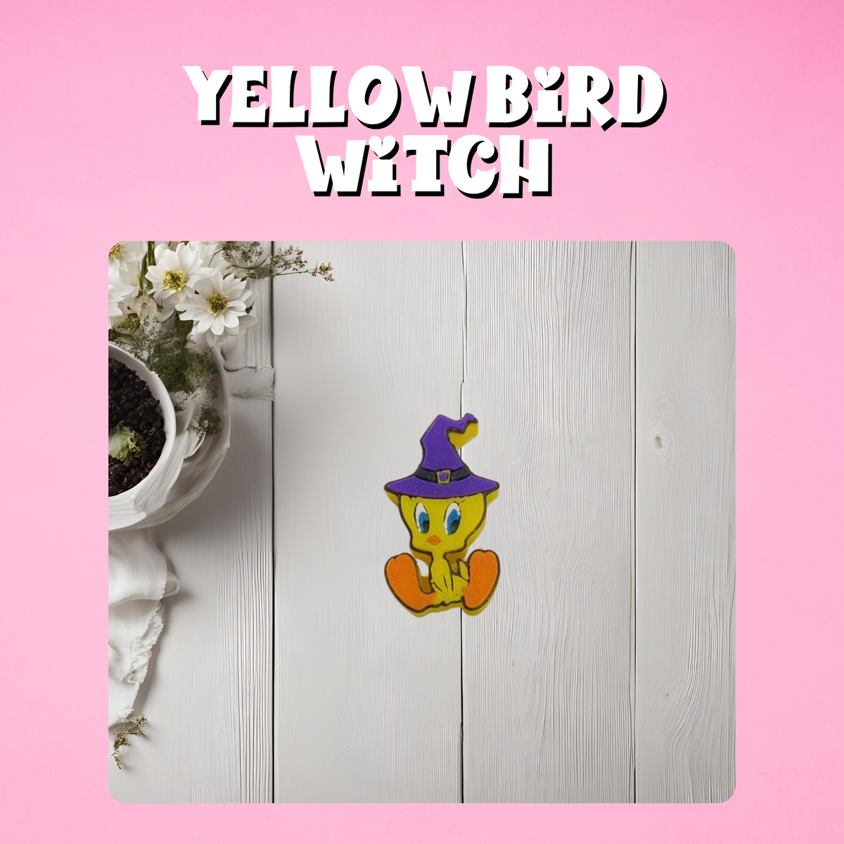 Yellow Bird Witch Straw Topper