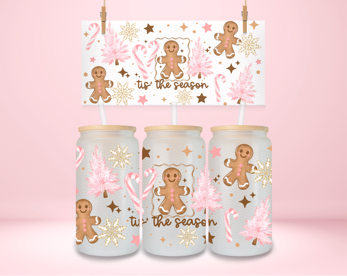 Pink Tis The Season Gingerbread UVDTF Wrap