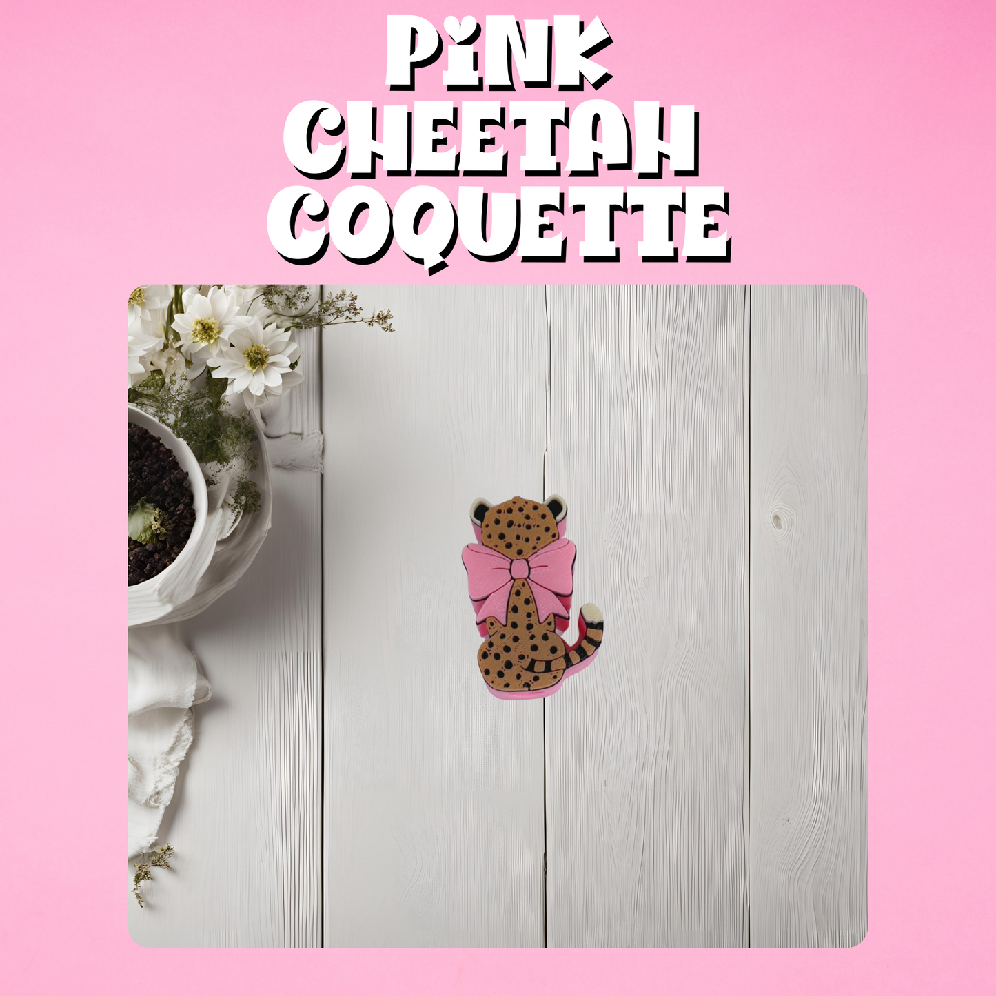 Pink Cheetah Coquette Straw Topper