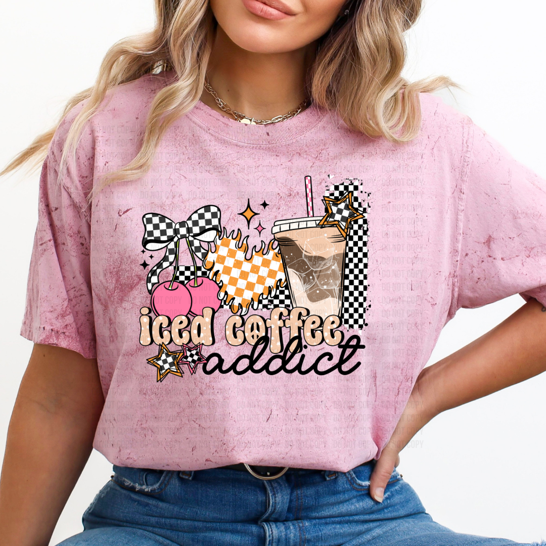 Checkered Iced Coffee Addict DTF