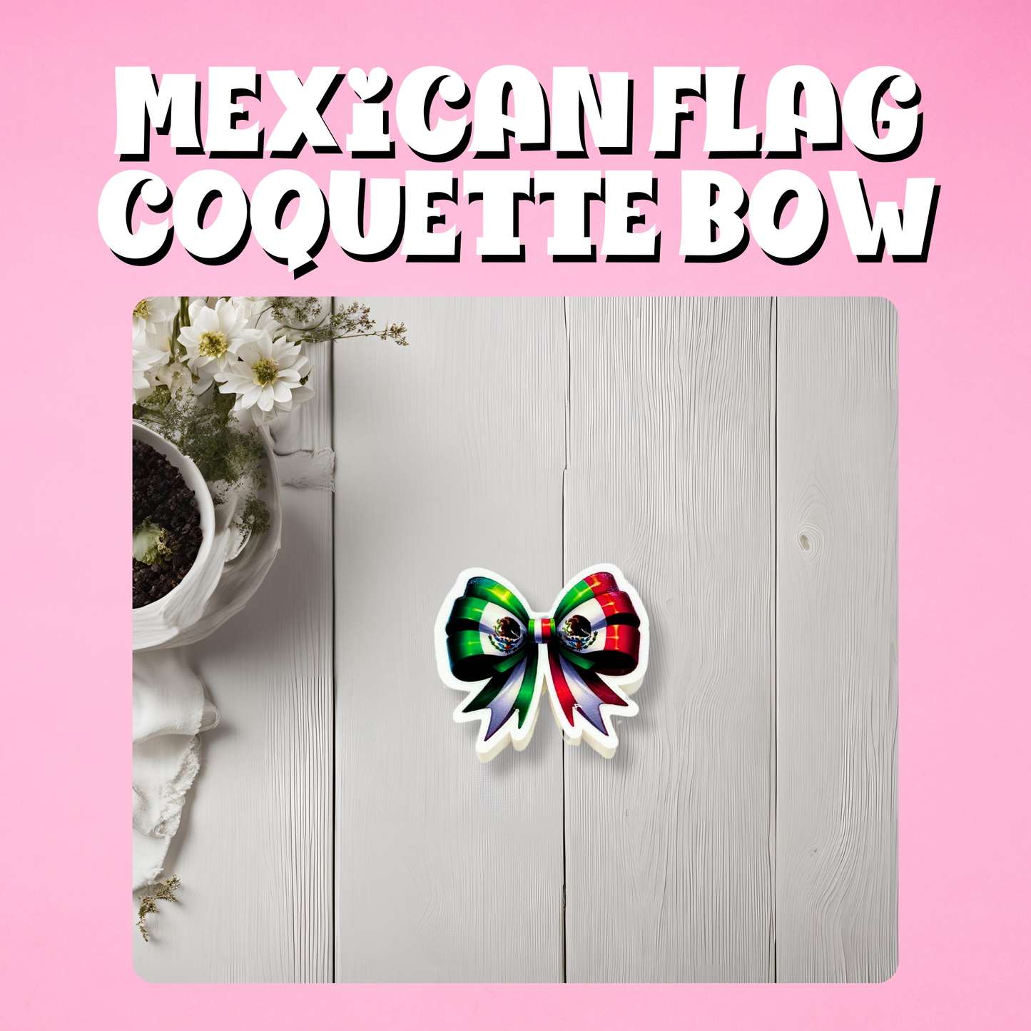 Mexican Flag Coquette Bow 3D Straw Topper
