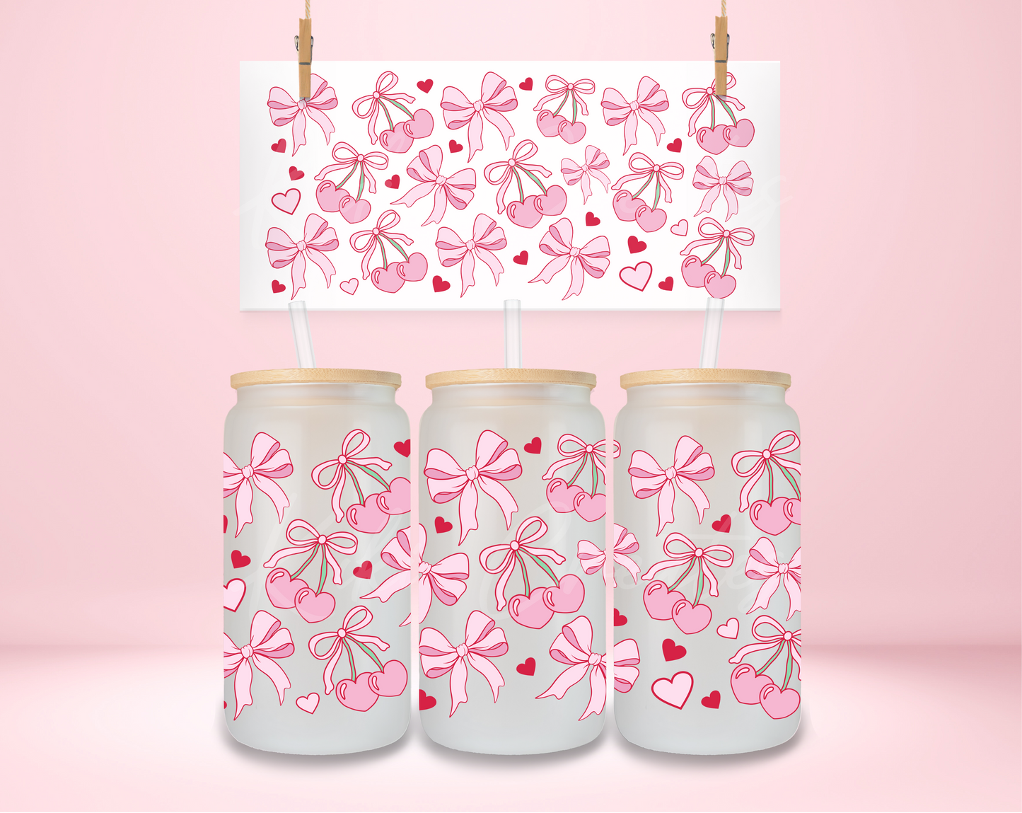 Pink Cherries and Bows UVDTF Wrap