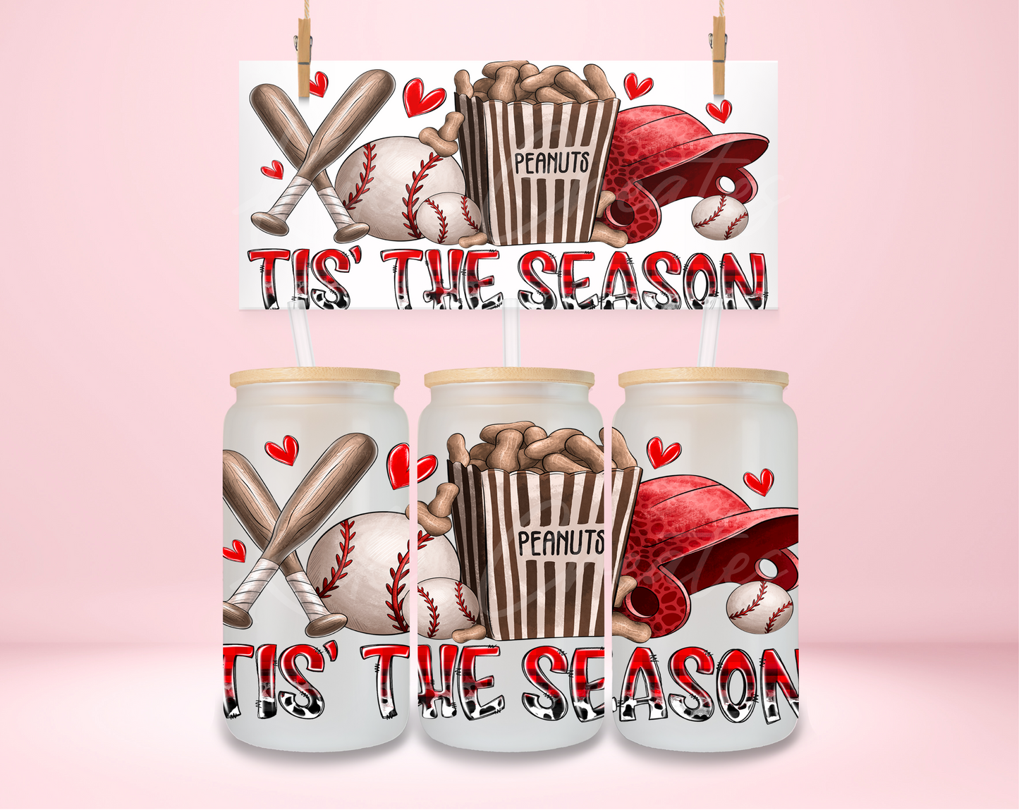 Tis The Season Baseball UVDTF Wrap