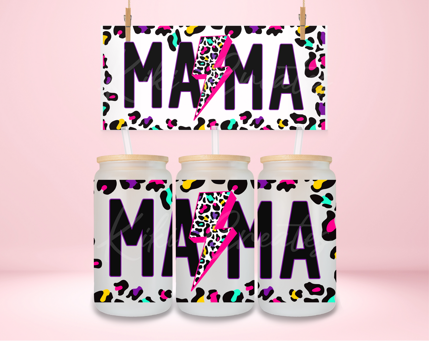 Colorful Leopard Mama UVDTF Wrap